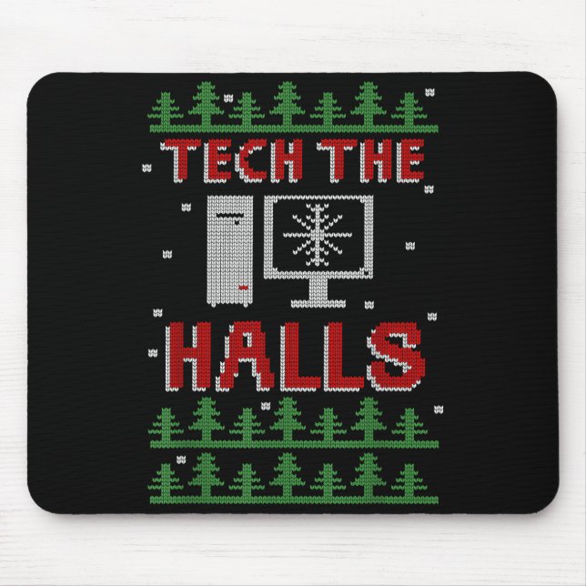 Tech The Halls Ugly Computer Geek Festive Christma Musmatta (Framsidan)