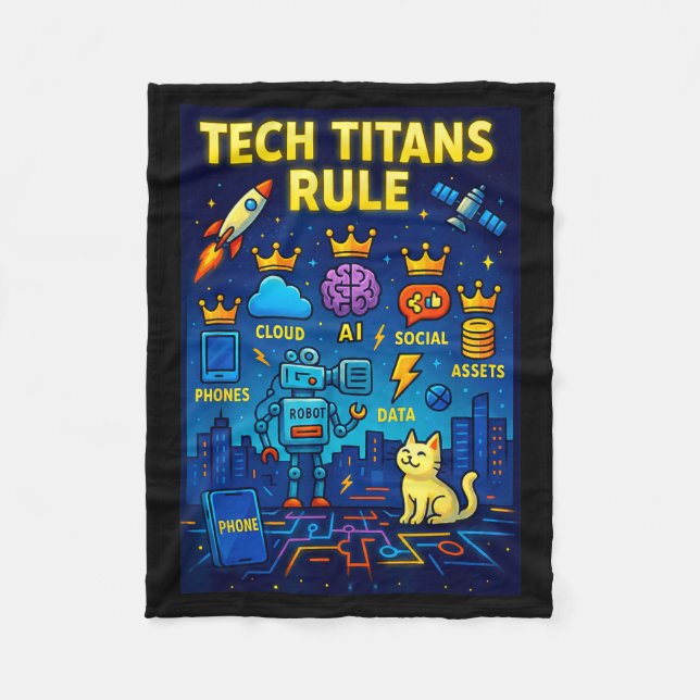 Tech Titans Rule Funny Big Technology Satire Wer G Fleecefilt (Framsidan)