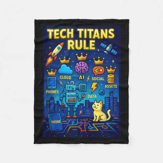 Tech Titans Rule Funny Big Technology Satire Wer G Fleecefilt (Framsidan)