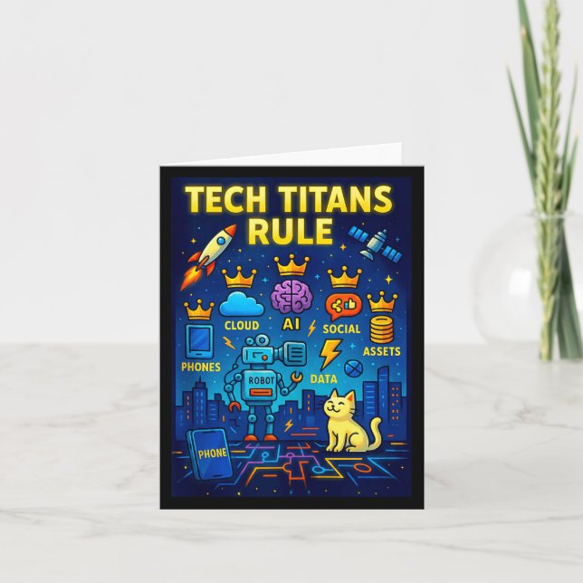 Tech Titans Rule Funny Big Technology Satire Wer G Kort (Framsida)