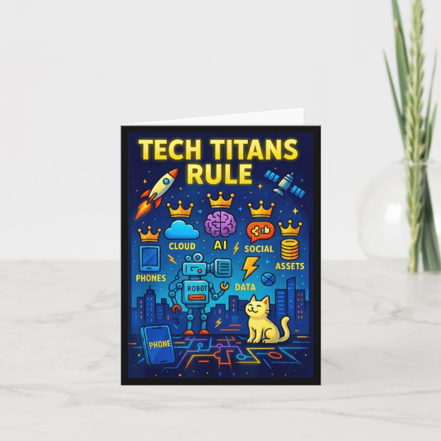 Tech Titans Rule Funny Big Technology Satire Wer G Kort (Framsida)