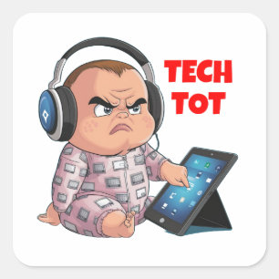 Tech Tot Tot Fyrkantigt Klistermärke