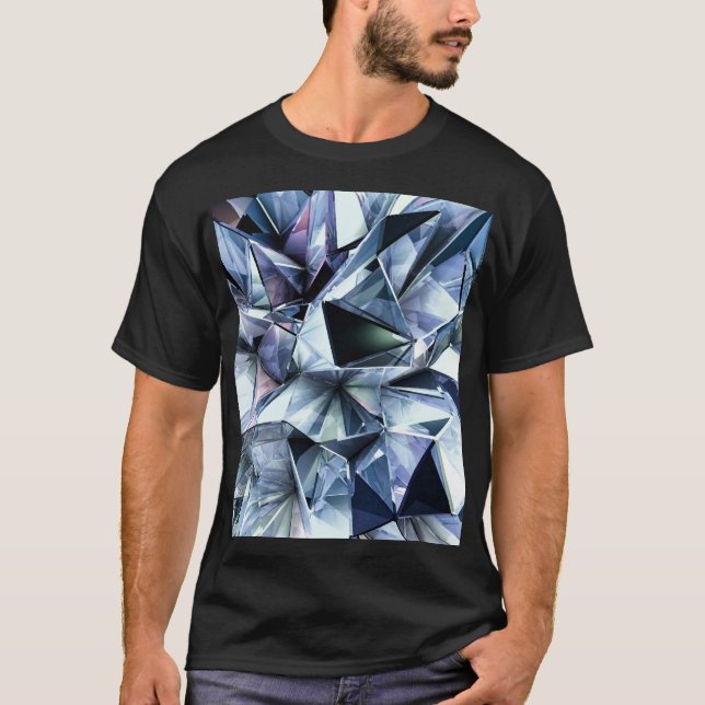 Tech Triangle Crystal: 3D-bakgrund T Shirt (Framsida)