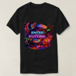 Tech Universe Herr T-shirt<br><div class="desc">Träd in i morgondagen med denna djärva ”Enter Future” galax-T-shirt. Med ett livfullt rymdtemat baktryck med planeter och kosmiska färger kombinerar denna skjorta futuristisk stil med vardaglig komfort. Perfekt för teknikentusiaster, spelare och science fiction-fans som vill visa upp sin passion. Tillverkad med livfull tryckning på premiumtyg, är det här en...</div>