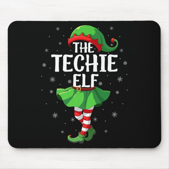 Techie Elf Christmas Girls Women Elf Squad Xmas Fa Musmatta (Framsidan)