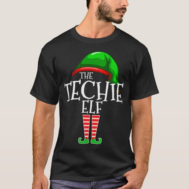 Techie Elf-familjen som matchar jul T Shirt (Framsida)