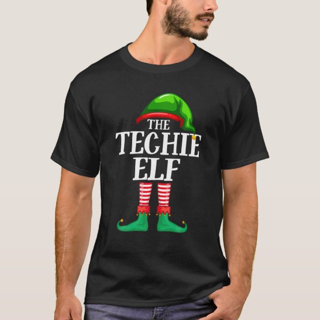 Techie Elf Matching Family Group jul Party P T Shirt (Framsida)