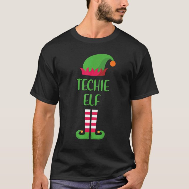 Techie Elf-matchningsgruppen Julafton T Shirt (Framsida)
