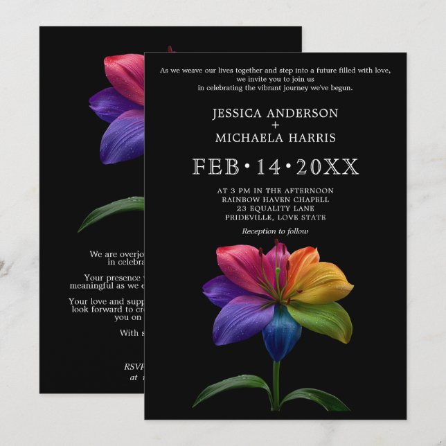 🌈 Technicolor Vows Wedding Inbjudningar (Fram/baksida)