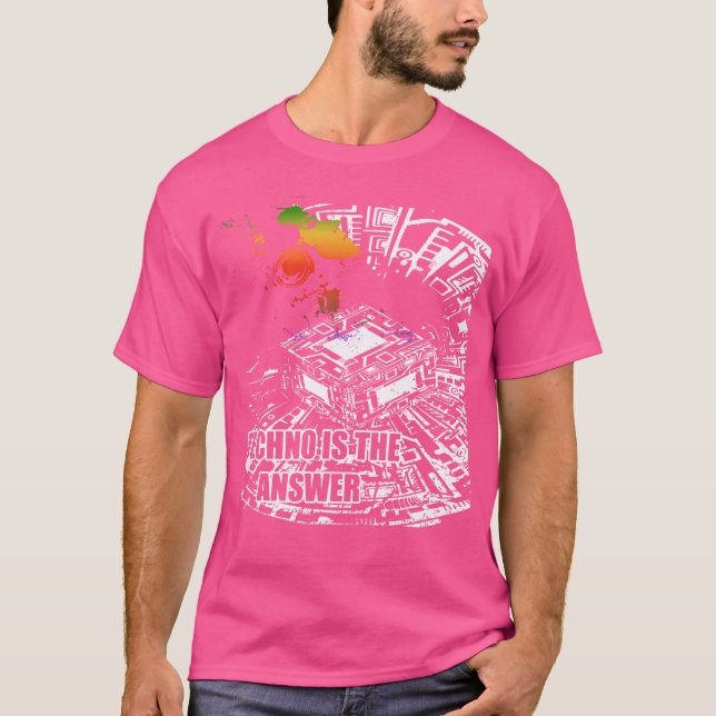 Techno är svaret Musik Elektro Dans T Shirt (Framsida)