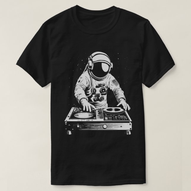 Techno Astronaut DJ Disco Electronic EDM Music T Shirt (Design framsida)
