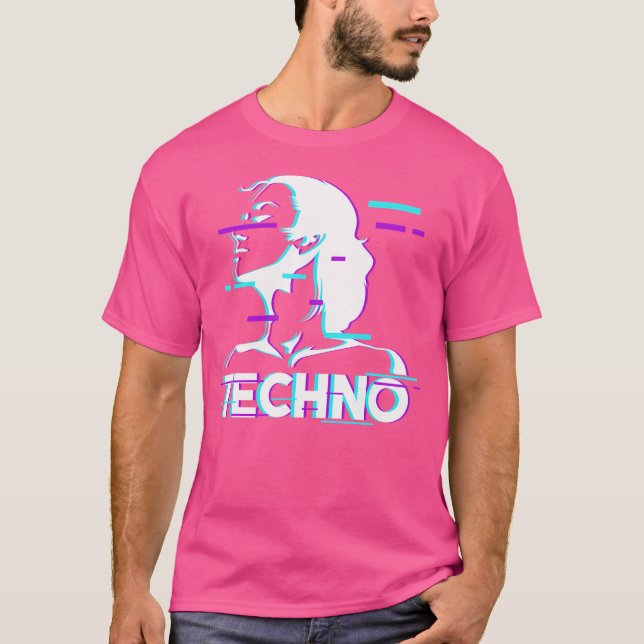 Techno Bass Electro Dance Music Raver T Shirt (Framsida)