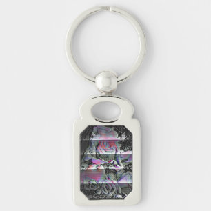 Techno Bouquet Keychain Rektangulärt Silverfärgad Nyckelring