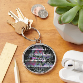 Techno Bouquet Keychain Rund Silverfärgad Nyckelring