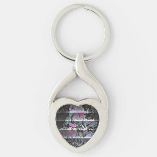 Techno Bouquet Keychain Twisted Heart Silverfärgad Nyckelring