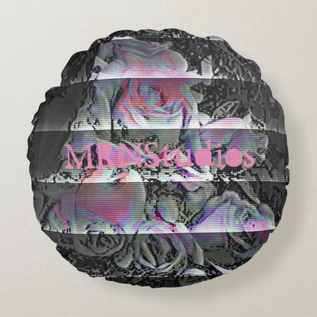 Techno Bouquet Round Pillow Rund Kudde (Framsidan)