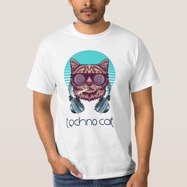 Techno cat - Catsondrugs.com T Shirt (Framsida)