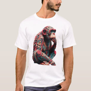 Techno Chimp: Vibrant Mechanical Art T Shirt