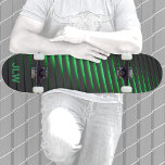 Techno Cyber Grönt Rand Black Mini Skateboard Bräda 18,5 Cm<br><div class="desc">En kraftig stark grönt och svart rand verkar blåsa i mörken som neon ljus. Den är edgy och briljant med en högteknologisk futuristiska cyberspace abstrakt design. Anpassa det till Initialer. Bilden är originalfotografi av JLW_PHOTOGRAPHY.</div>