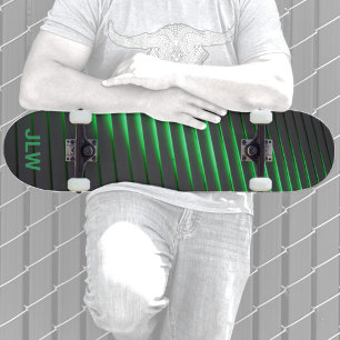 Techno Cyber Grönt Rand Black Mini Skateboard Bräda 18,5 Cm
