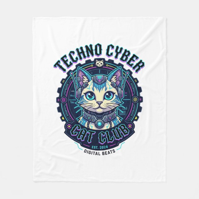 Techno Cyber Katt Rolig Kattälskare Design - Techn Fleecefilt (Framsidan)