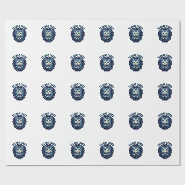 Techno Cyber Katt Rolig Kattälskare Design - Techn Presentpapper (Platt)