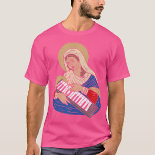 Techno Dj Virgin Mary med en syntetizer-Audio på 8 T Shirt