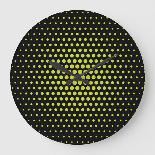 Techno dots Modern Black Grönt Stor Klocka (Framsida)