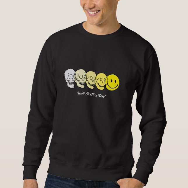 Techno Evolution Acid House Smile Techno DJ Music Lång Ärmad Tröja (Framsida)