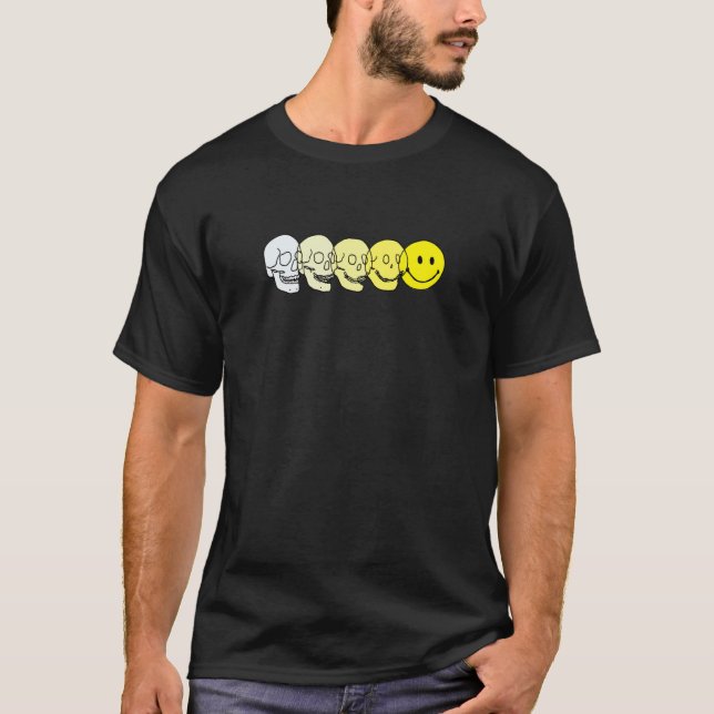 Techno Evolution Acid House Smile Techno DJ Musik  T Shirt (Framsida)