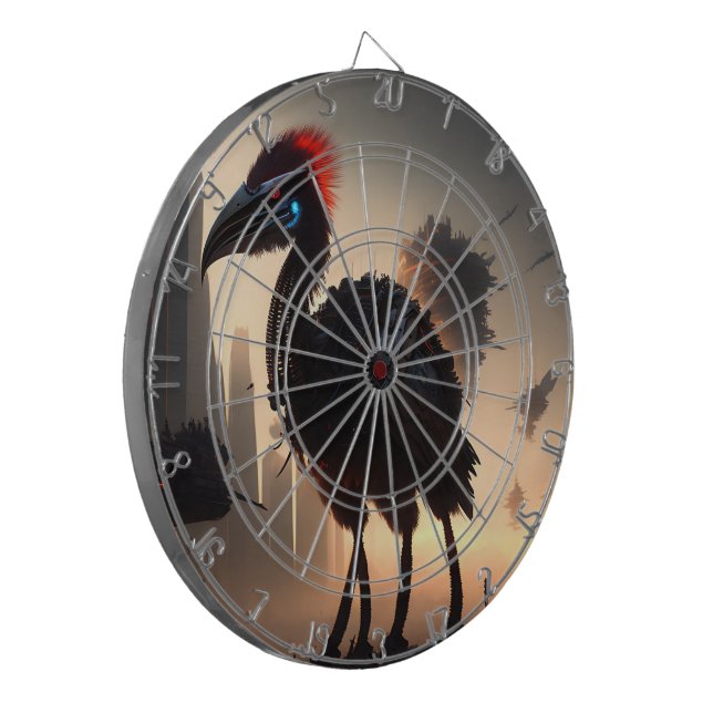 "Techno-Feathers: Futuristiskan Emu Robot" Darttavla (Vänstra Framsidan)