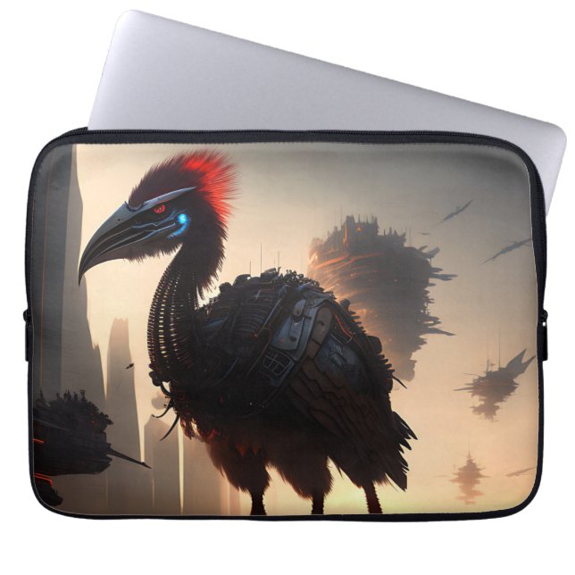 "Techno-Feathers: Futuristiskan Emu Robot" Laptop Fodral (Framsidan)