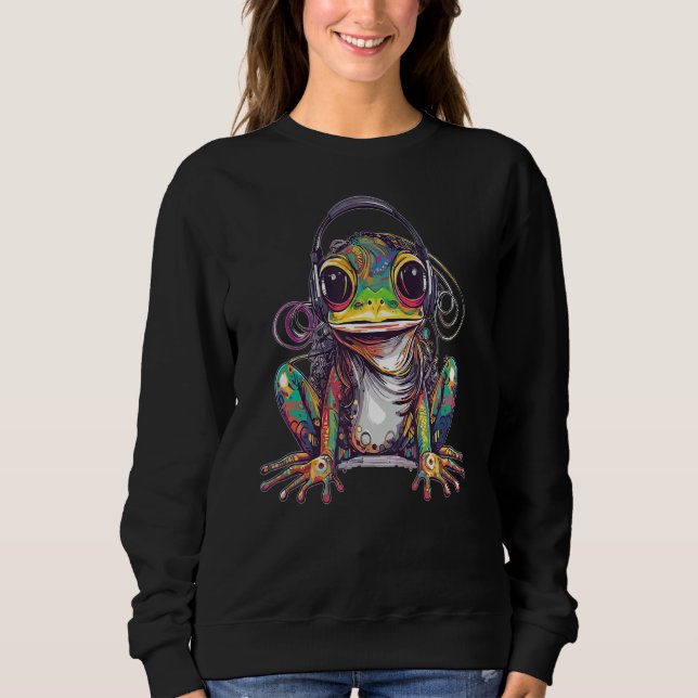 Techno Frog DJ Summer Electronic Music Festival T Shirt (Framsida)