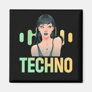 Techno Girl Musician DJ Bass Music Fläkt Magnet