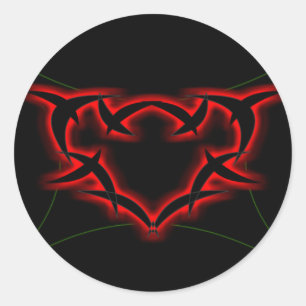 Techno Heart Sticker Runt Klistermärke