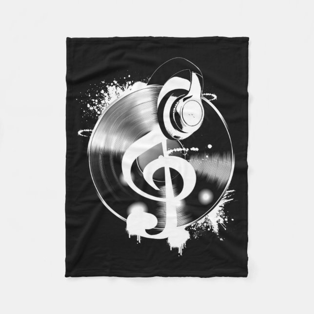 Techno House Electric Music Record Retro Fleecefilt (Framsidan)