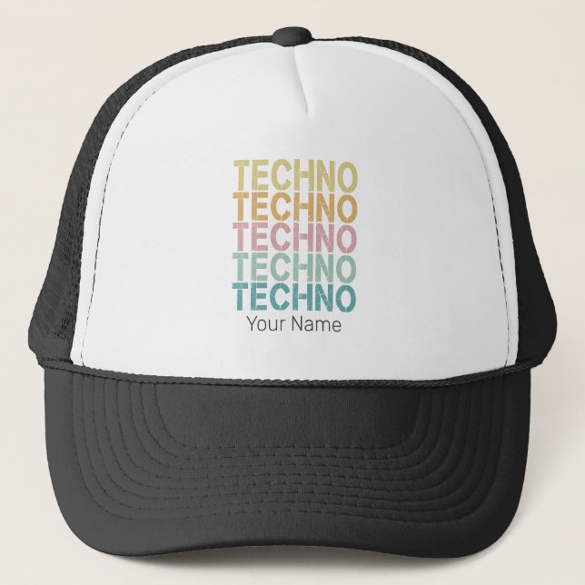 Techno House Retro Lettering Electro Vintage Rave Keps (Framsida)