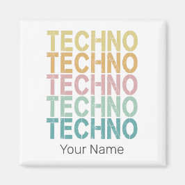 Techno House Retro Lettering Electro Vintage Rave Magnet
