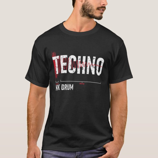 Techno Kick Drum Synthesizer T Shirt (Framsida)