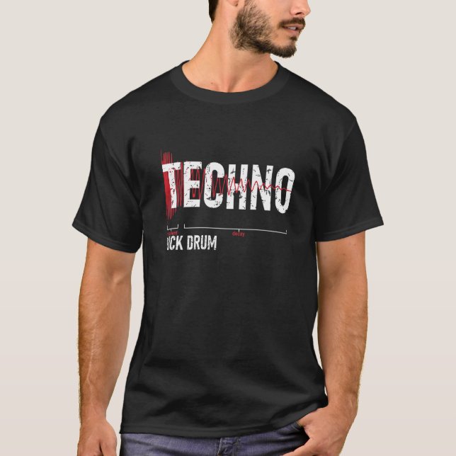 Techno Kick Drum Synthesizer T Shirt (Framsida)