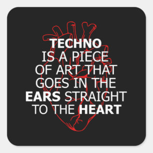 Techno Music DJ Rave Electro Festival Gift Idea Fyrkantigt Klistermärke