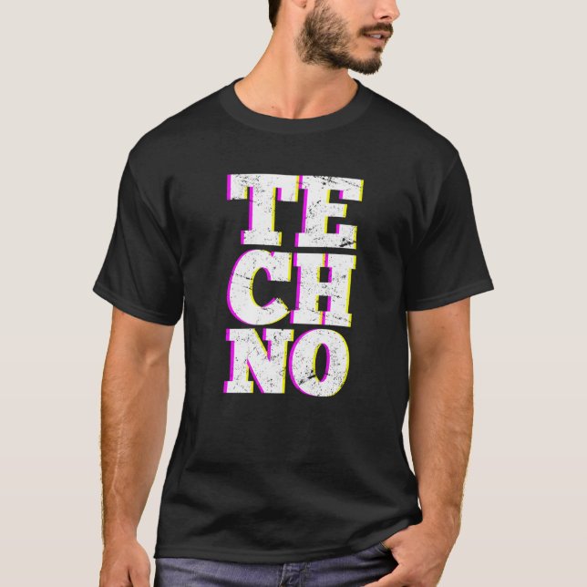 Techno Music Festival Electro Deep House Hardtekk T Shirt (Framsida)