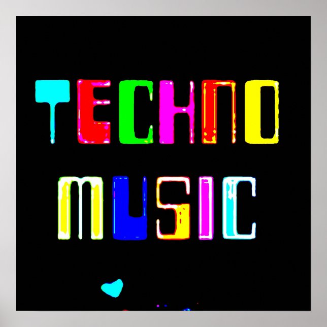 Techno Music hjärta Poster (Framsidan)