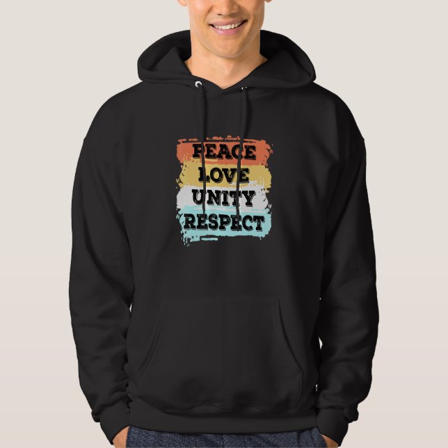 Techno Music Peace Kärlek Unity Respect Rave Party Hoodie (Framsida)