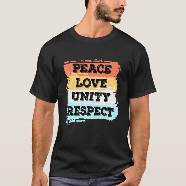 Techno Music Peace Kärlek Unity Respect Rave Party T Shirt (Framsida)