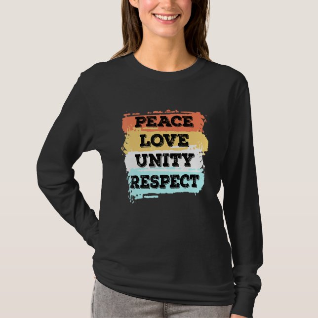 Techno Music Peace Kärlek Unity Respect Rave Party T Shirt (Framsida)