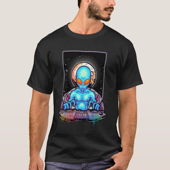 Techno Music Psychedelic Alien House DJ Festival T Shirt (Framsida)