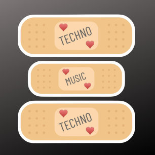 Techno musik Plåster / plåster, Techno botar sår Klistermärken