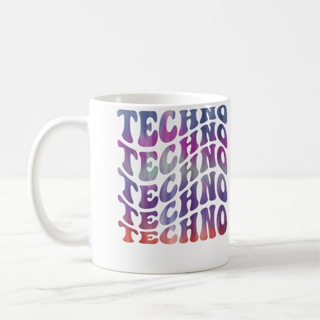 Techno Musik Psykedelisk Stilren Edm Dj Rave Kaffemugg (Vänster)