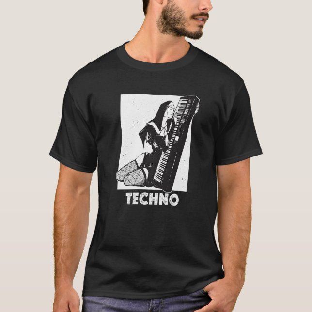 Techno Nun House DJ Breakcore Cybergrind Premium T Shirt (Framsida)